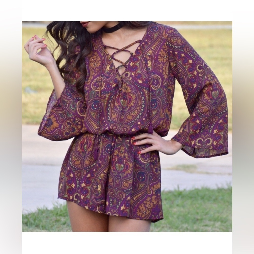 Show Me Your Mumu Paisley Print Romper Large Festival
